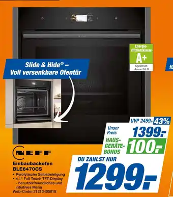 Expert Neff einbaubackofen ble6470cs Angebot