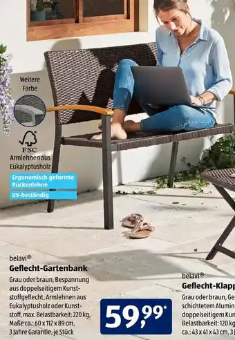 Aldi Süd Belavi Geflecht Gartenbank Angebot