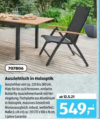 Aldi Süd Ausziehtisch in Holzoptik Angebot