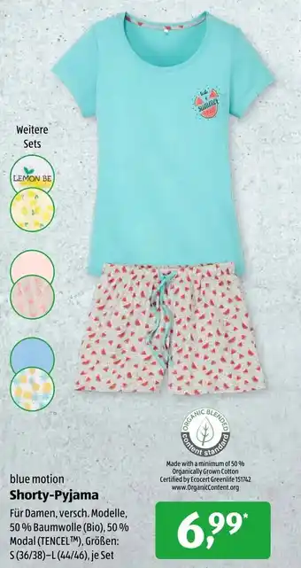 Aldi Süd Blue Motion Shorty Pyjama Angebot