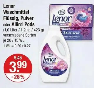 V Markt Lenor waschmittel flüssig, pulver oder allin1 pods Angebot
