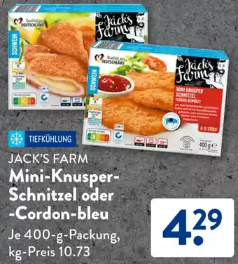 Aldi Süd JACK'S FARM Mini-Knusper Schnitzel oder Cordon-bleu Angebot