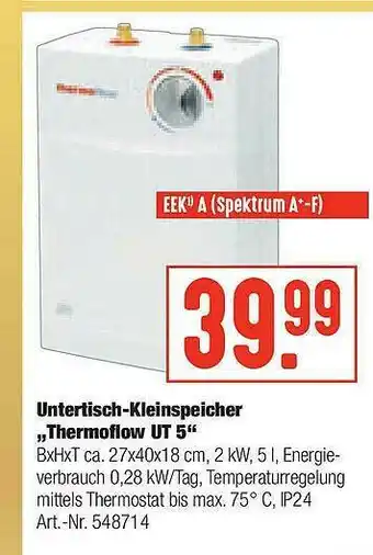 Hellweg Untertisch-kleinspeicher „thermoflow Ut 5” Angebot