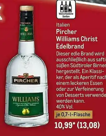 METRO Italien Pircher Williams Christ Edelbrand Angebot