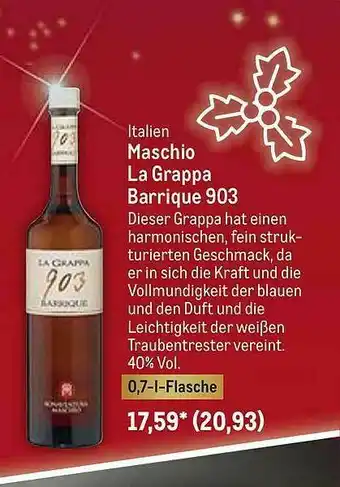 METRO Italien Maschio La Grappa Barrique 903 Angebot