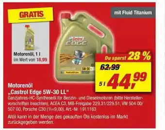 toom Baumarkt Motorenöl „castrol Edge 5W-30 LL” Angebot