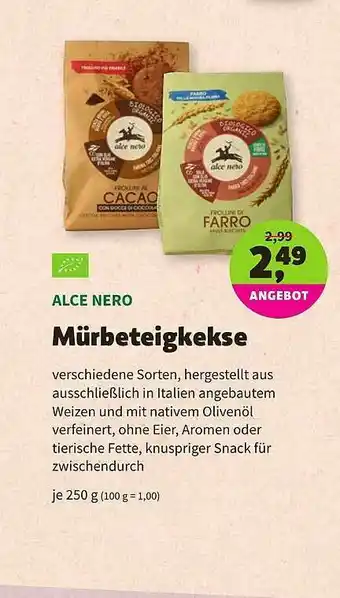 Aleco Biomarkt Alce Nero Mürbeteigkekse Angebot