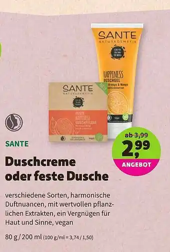 Aleco Biomarkt Sante Duschcreme Oder Feste Dusche Angebot