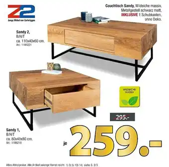 Zurbrüggen Z2 couchtisch sandy Angebot