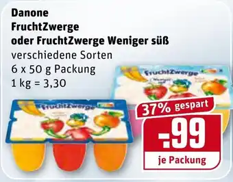 REWE Danone FruchtZwerge oder FruchtZwerge Weniger Süß 6x50g Angebot