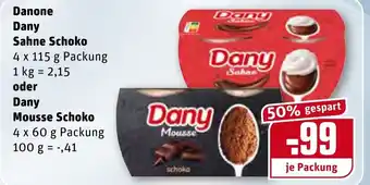 REWE Danone Dany Sahne Schoko 4x115g oder Dany Mousse Schoko 4x60g Angebot