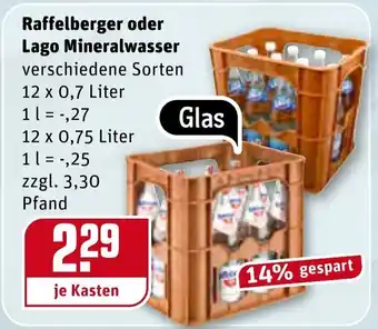 REWE Raffelberger oder Lago Mineralwasser 12x0,7L Angebot