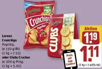 REWE Lorenz crunchips oder clubs cracker Angebot