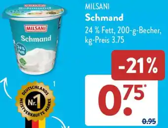 Aldi Süd MILSANI Schmand Angebot