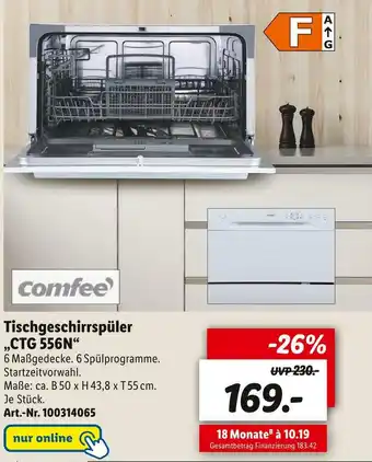 Lidl Comfee tischgeschirrspüler „ctg 556n“ Angebot