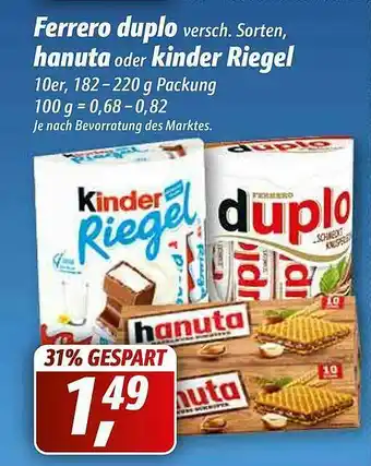 Simmel Ferero Duplo, Hanuta Oder Kinder Riegel Angebot