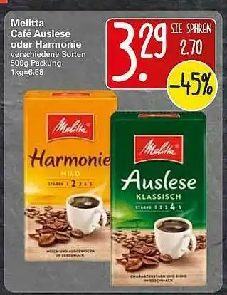 WEZ Melitta Caffé Auselese Oder Harmonie Angebot