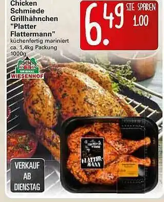 WEZ Wiesenhof Chicken Schmiede Grillhähnchen ”platter Flattermann” Angebot