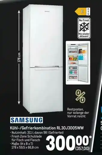 METRO Samsung Kühl-gefrierkombination RL30J3005WW Angebot