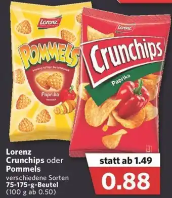 Combi Lorenz Crunchips oder Pommels 75-175g Beutel Angebot