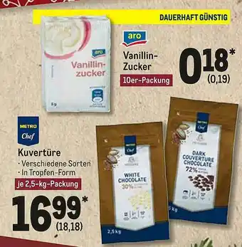 METRO Aro Vanillin Zucker, Kuverture Angebot