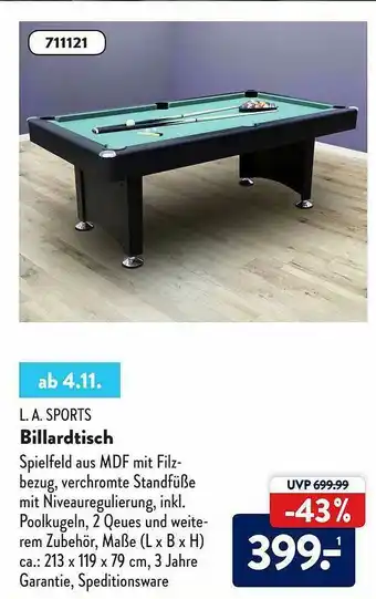 Aldi Süd La Sports Billardtisch Angebot