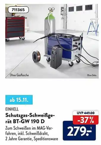 Aldi Süd Einhell Schutzgas-schweißgerät Bt-gw190d Angebot