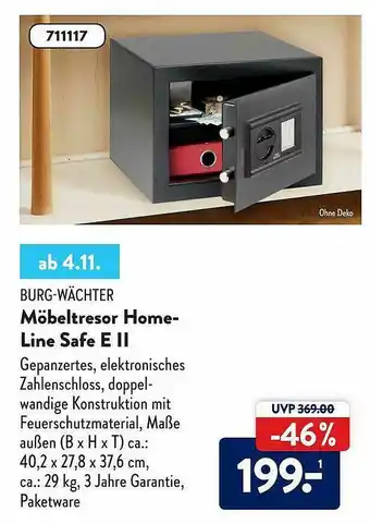 Aldi Süd Burg-wächter Möbeltresor Homeline Safe E II Angebot