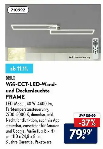 Aldi Süd Brilo Wifi-cct-led-wand- Und Deckenleuchte Frame Angebot