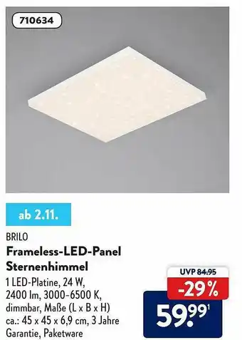 Aldi Süd Brilo Frameless-led-panel Sternenhimmel Angebot