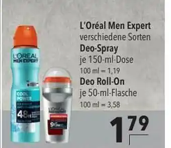 CITTI Markt L'oréal Men Expert Deos-spray, Deo Roll On Angebot