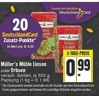 Edeka Müller's Mühle Linsen Oder Erbsen Angebot