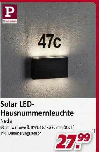 bauSpezi Solar Led-hausnummernleuchte Angebot