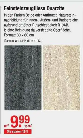 V Baumarkt Feinsteinzeugfliese Quarzite Angebot