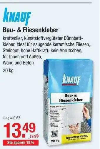 V Baumarkt Knauf Bau- & Fliesenkleber Angebot