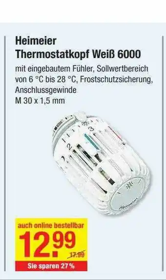 V Baumarkt Heimeier Thermostatkopf Weiß 6000 Angebot