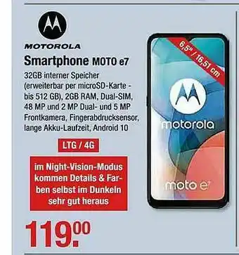 V Markt Motorola Smartphone Moto E7 Angebot