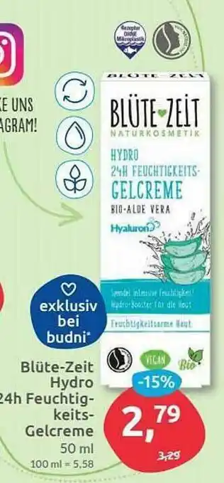 Budni Blüte Zeit Hydro 24h Feuchtigkeits-gelcreme Angebot