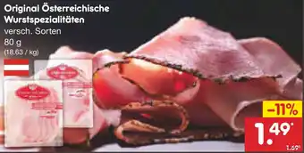 Netto Marken-Discount Original Österreichische Wurstspezialitäten Angebot