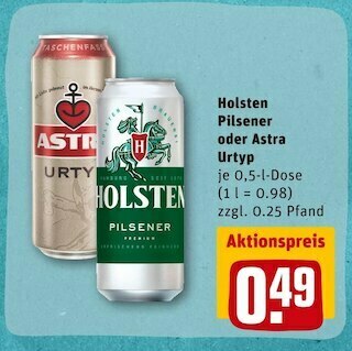 REWE Holsten pilsener oder astra urtyp Angebot