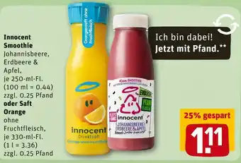 REWE Innocent smoothie oder saft orange Angebot