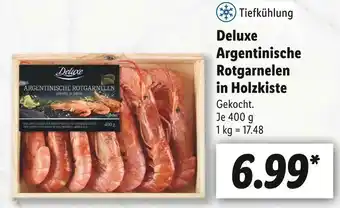 Lidl Deluxe argentinische rotgarnelen in holzkiste Angebot