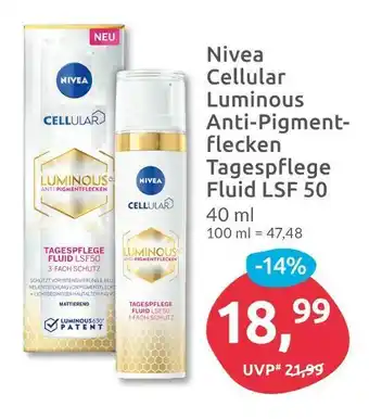 Budni Nivea cellular luminous anti-pigmentflecken tagespflege fluid lsf 50 Angebot