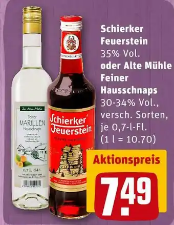 REWE Schierker feuerstein oder alte mühle feiner hausschnaps Angebot