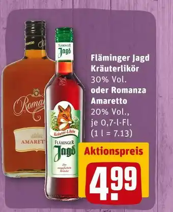 REWE Fläminger jagd oder romanza kräuterlikör oder romanza amaretto Angebot