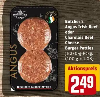 REWE Butcher’s angus irish beef oder charolais beef cheese burger patties Angebot