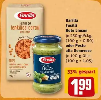 REWE Barilla oder pesto fusilli rote linsen oder alla genovese Angebot