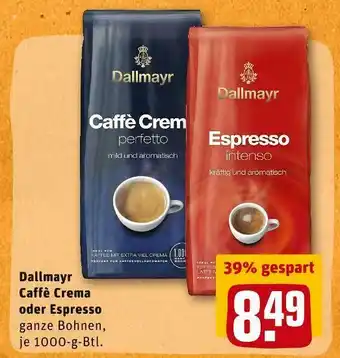 REWE Dallmayr caffè crema oder espresso Angebot