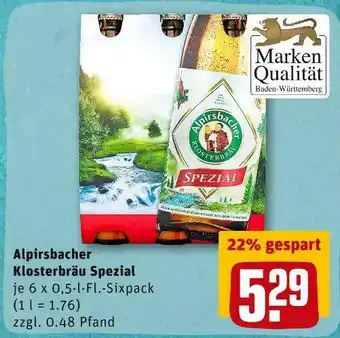 REWE Alpirsbacher klosterbräu spezial Angebot