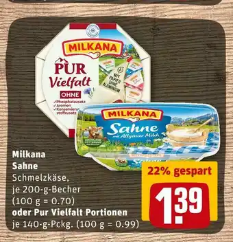 REWE Milkana sahne oder pur vielfalt portionen Angebot